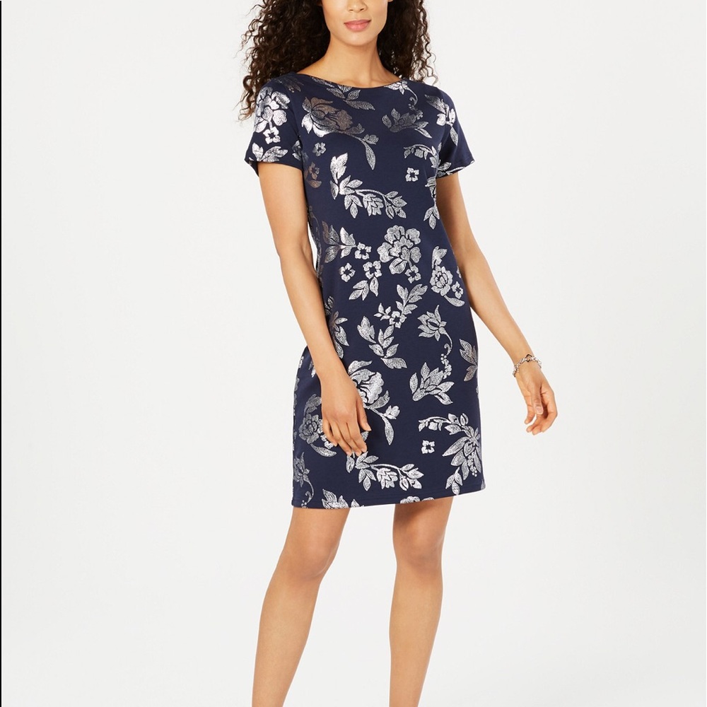 Karen Scott petite floral foil shirt dress